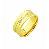 9ct Yellow Gold Wedding Band with 7 Diamond Stones